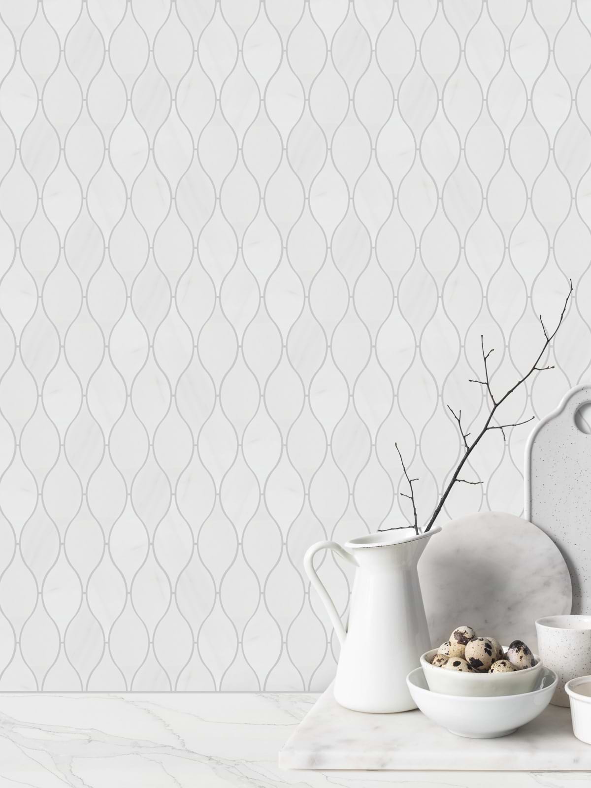 White Marble Oval Backsplash Mosaic Tile BA7003 1