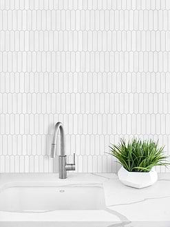 White Marble Small Picket Design Backsplash Mosaic Tile BA6302 1