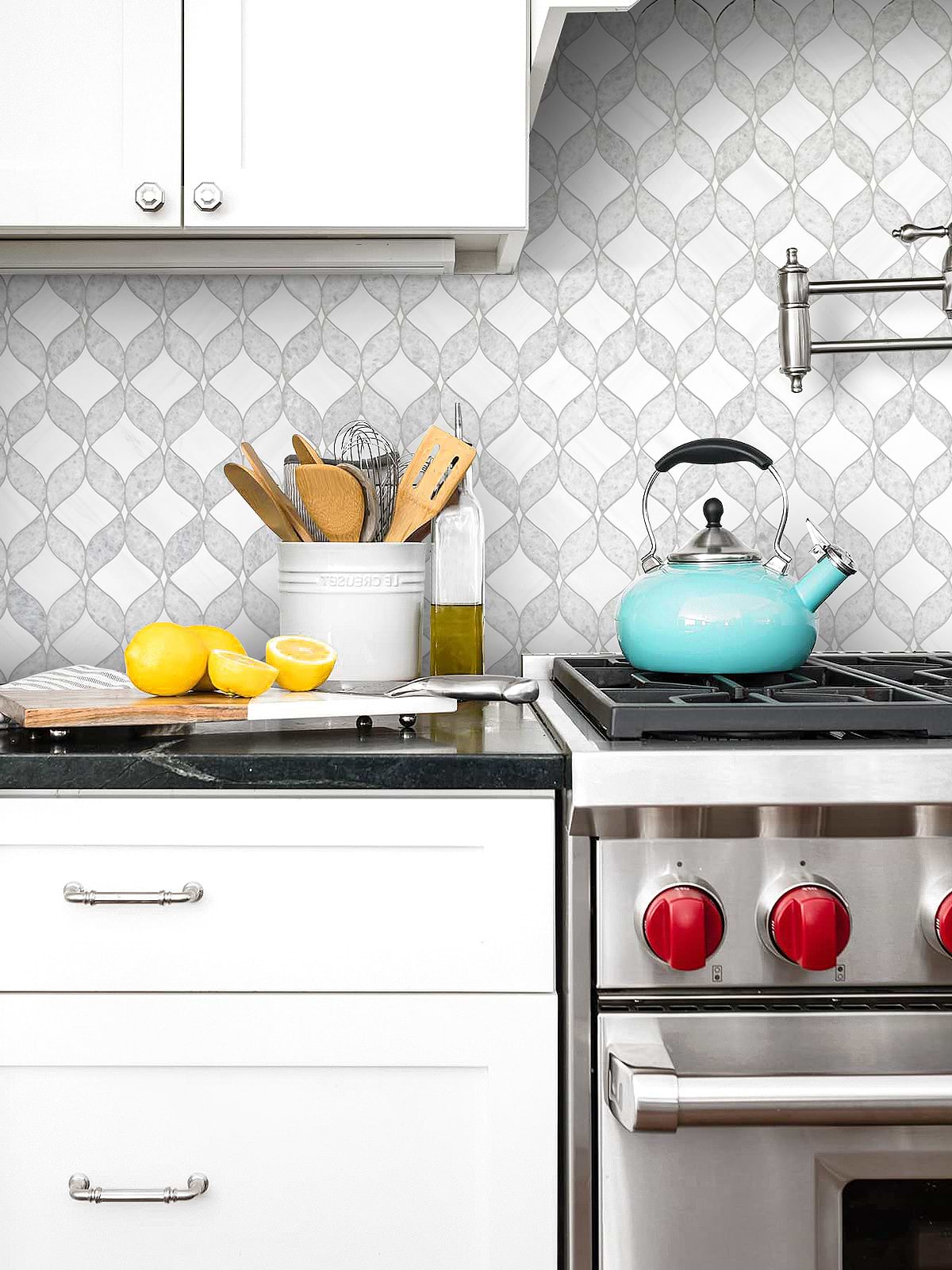 Black color Countertop with Backsplash Tile BA6317