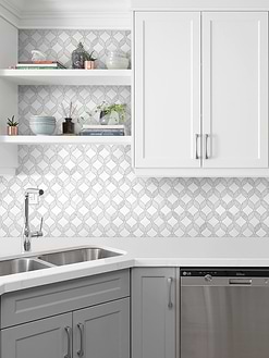 Two tones Gray White Kitchen with Backsplash Tile BA6317