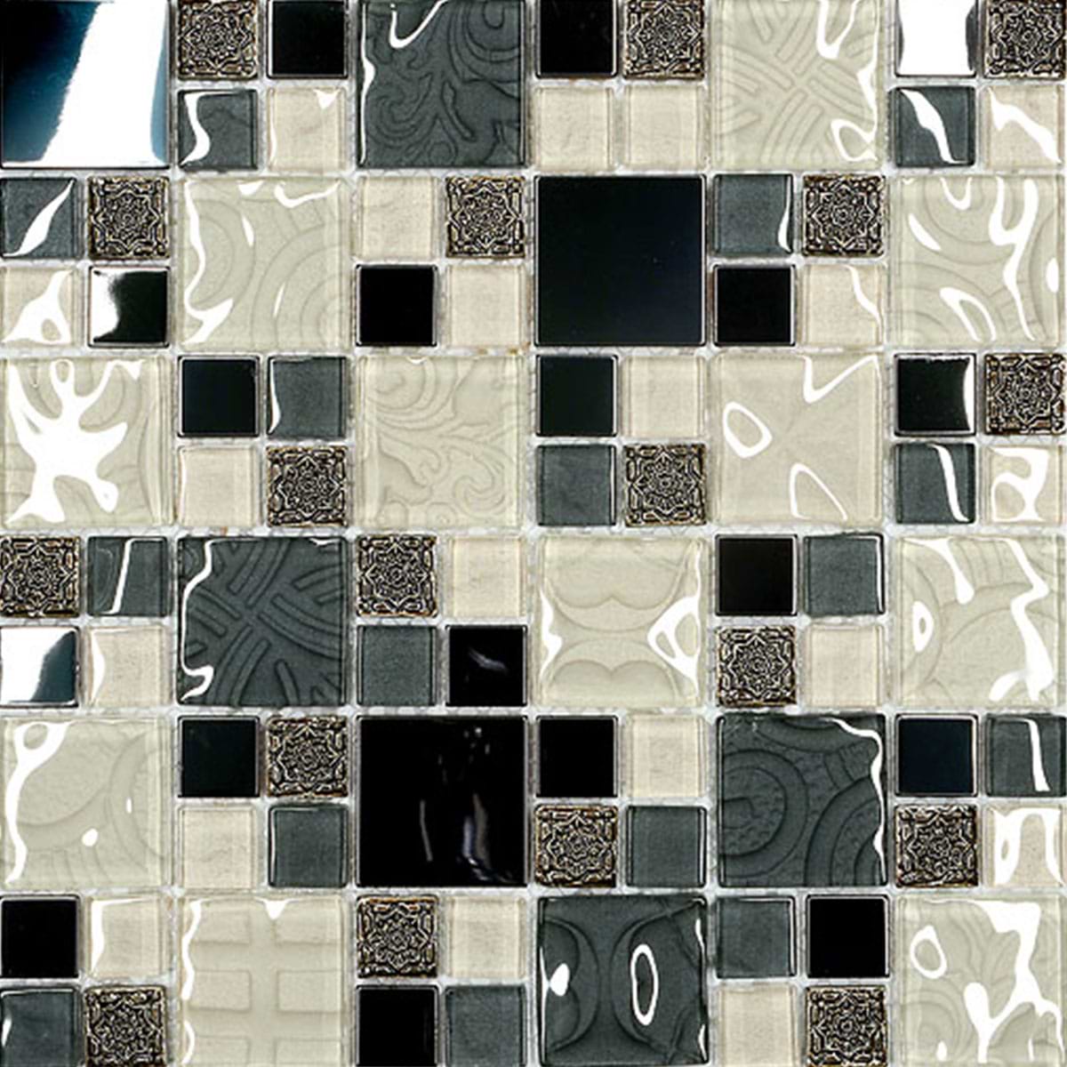 Beige Blue Black Glass Metal BA1108 2