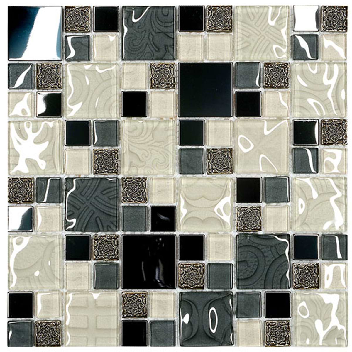 Beige Blue Black Glass Metal BA1108