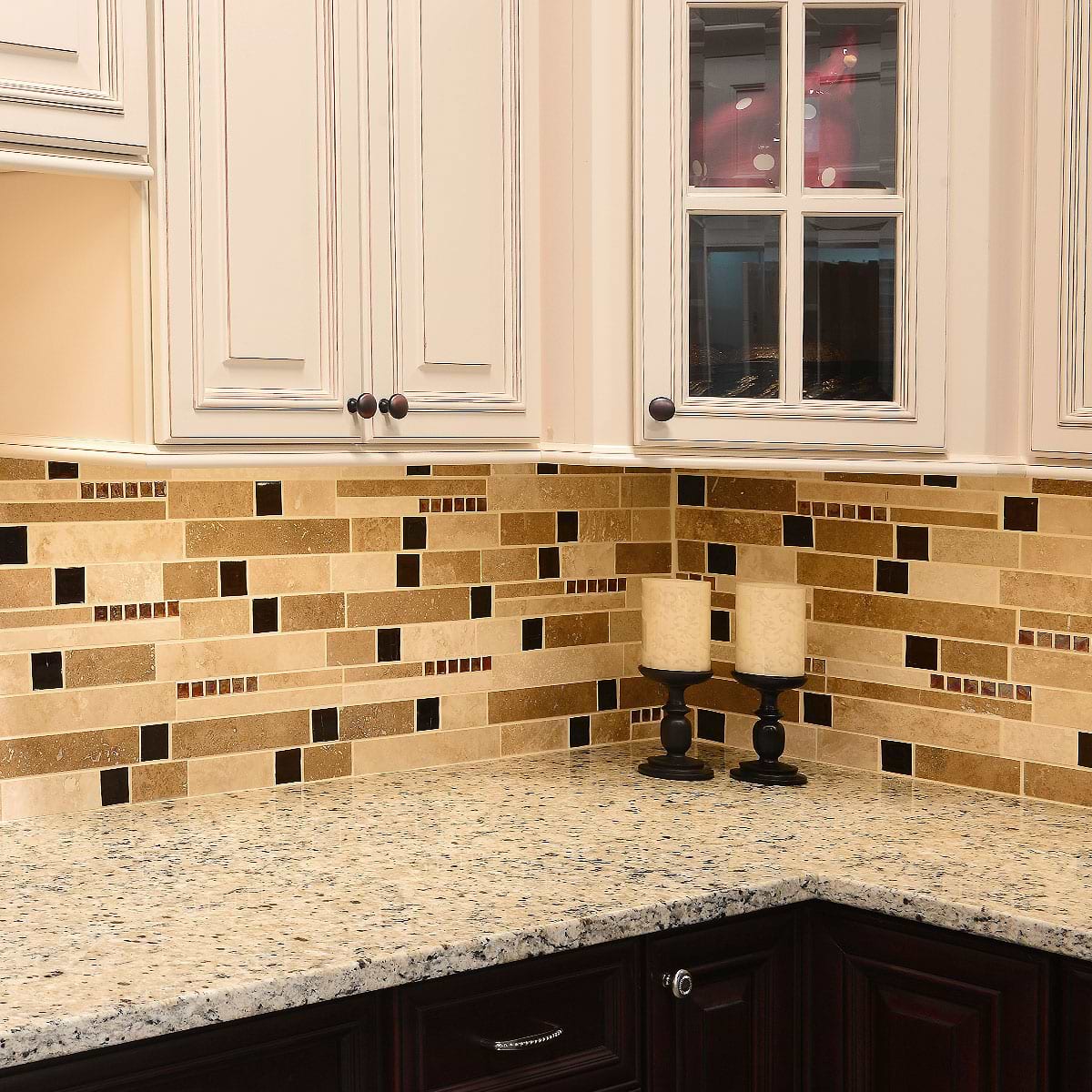 Brown Glass Travertine Mix BA1025 1