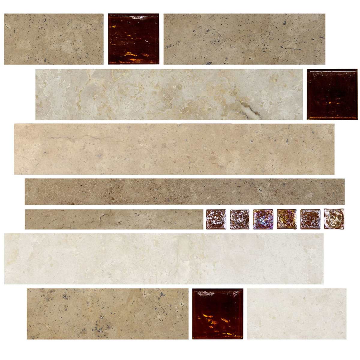 Brown Glass Travertine Mix BA1025