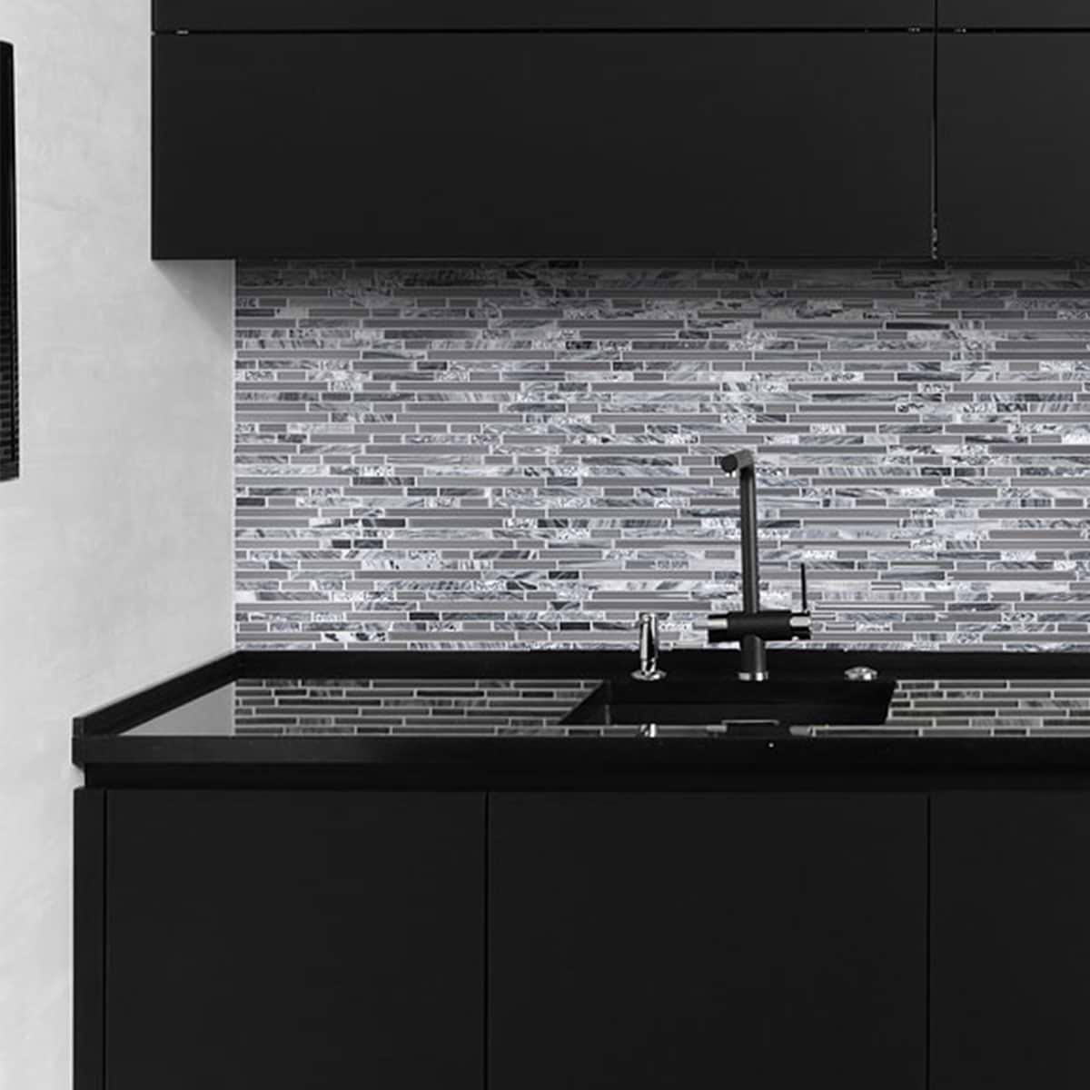 Dark Gray Marble Glass Mosaic Tile BA1037 1