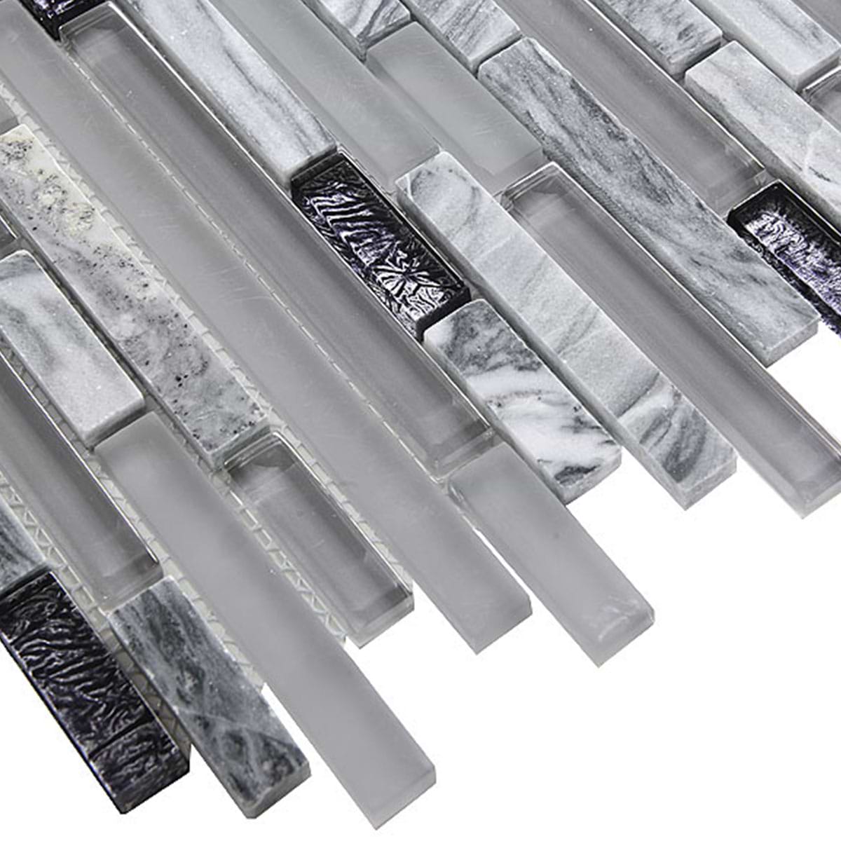 Dark Gray Marble Glass Mosaic Tile BA1037 3