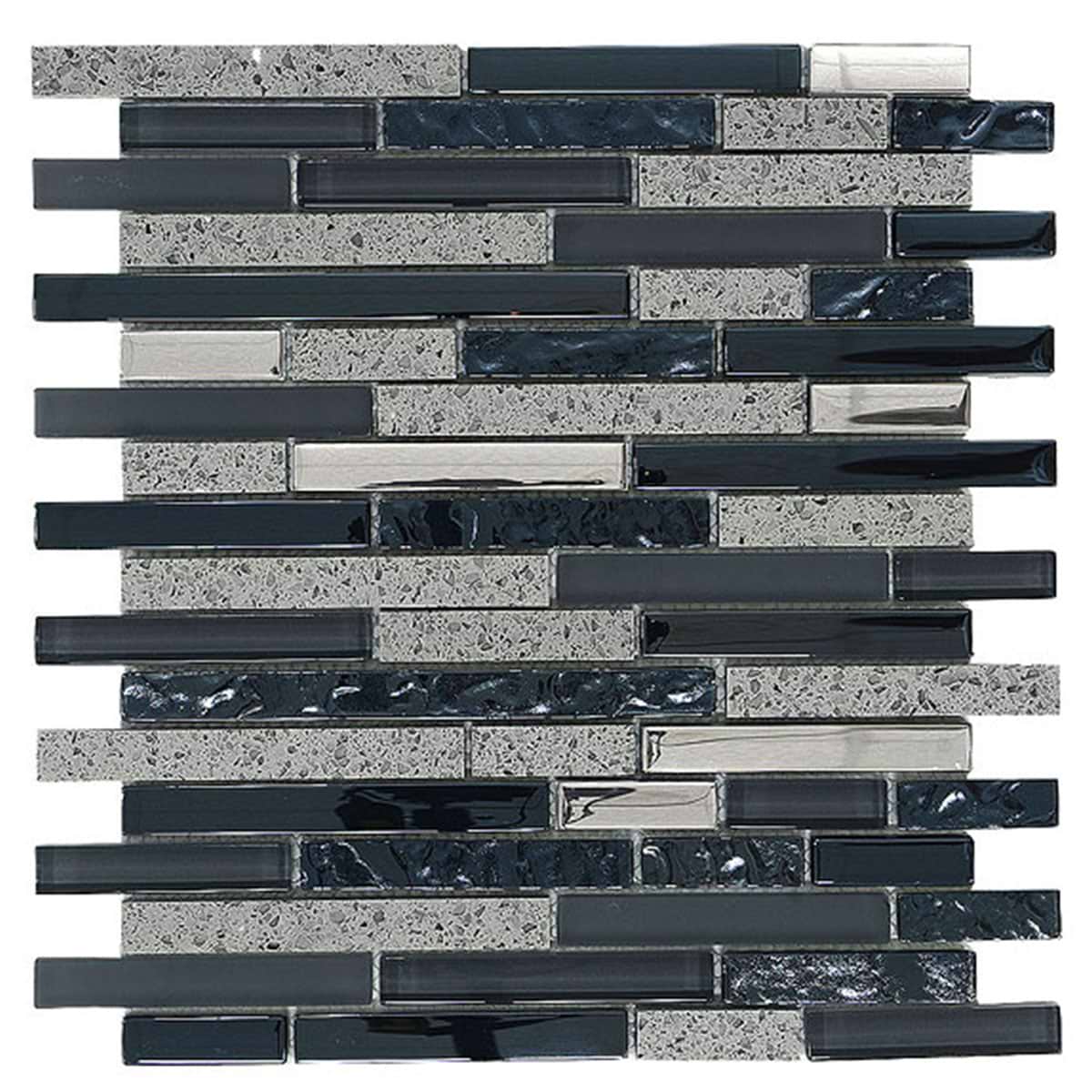 Gray Few Blue Glass Quartz Mosaic Tile BA62037