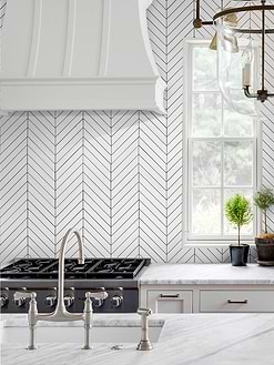 Marble Countertop Large Marble White Chevron Tile BA6322