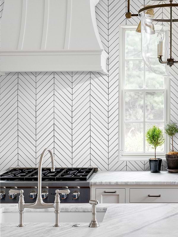 Marble Countertop Large Marble White Chevron Tile BA6322