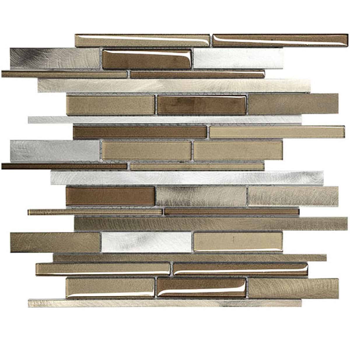 Modern Brown Metal Glass Mixed Mosaic Tile BA1124