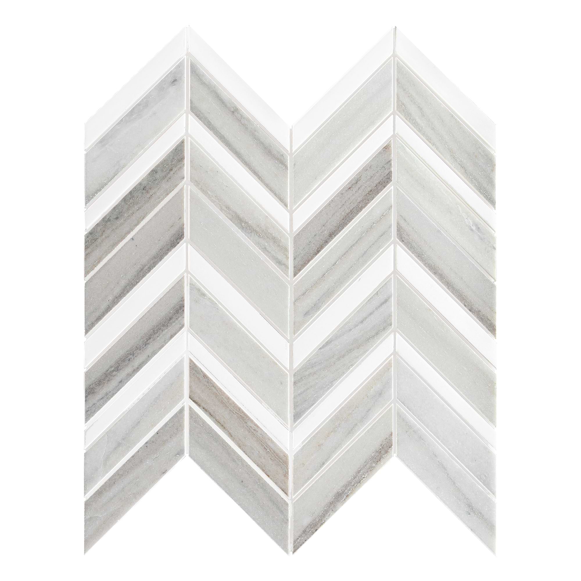 Modern Chevron White Gray Brown Marble Mosaic Backsplash Tile BA6320 2