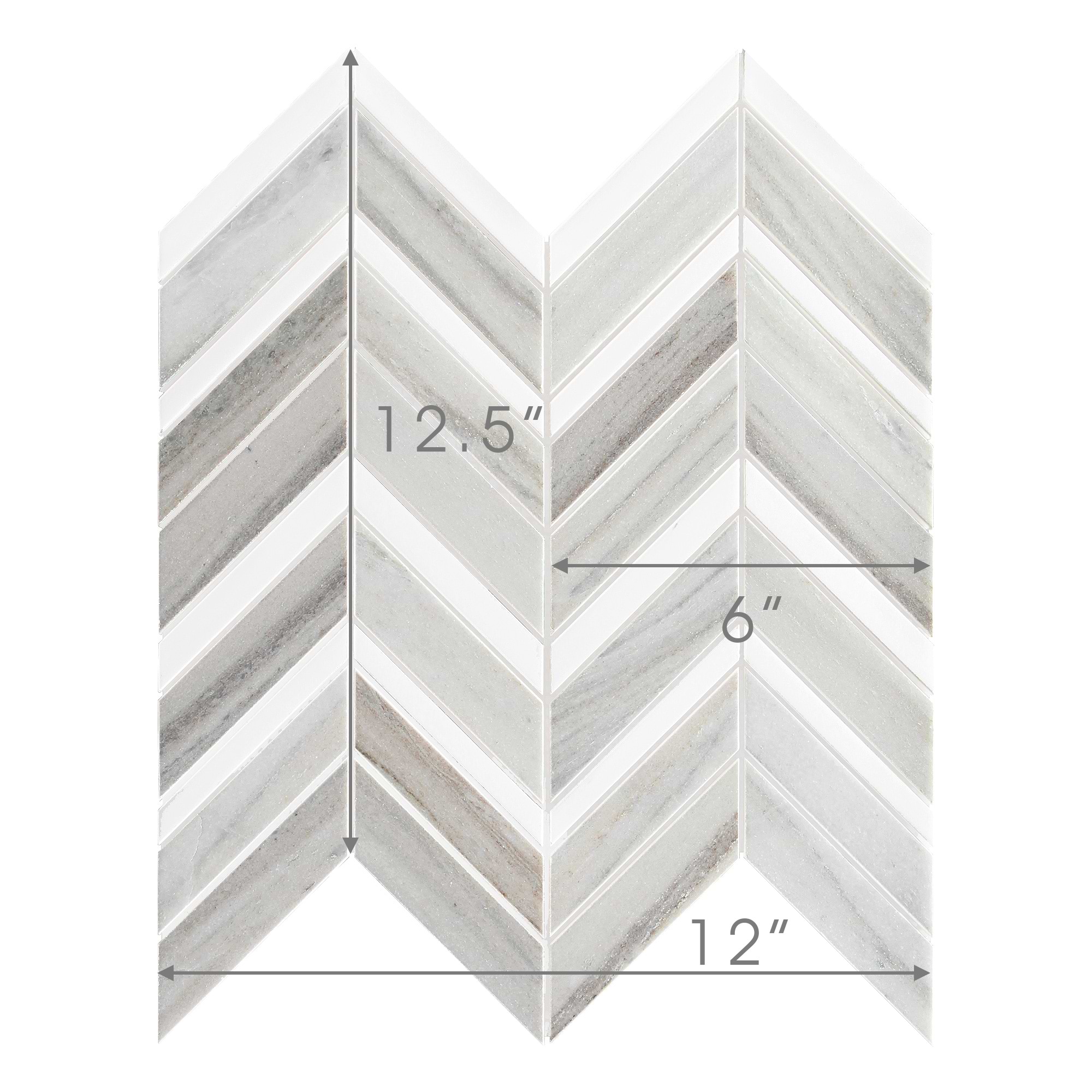 Modern Chevron White Gray Brown Marble Mosaic Backsplash Tile BA6320 3