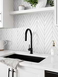 Quartz Countertop Large Marble White Chevron Tile BA6322