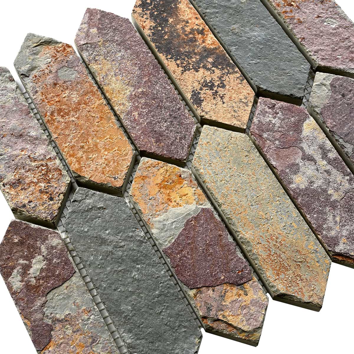 Rustic brown gray picket slate mosaic backsplash tile BA1066 6