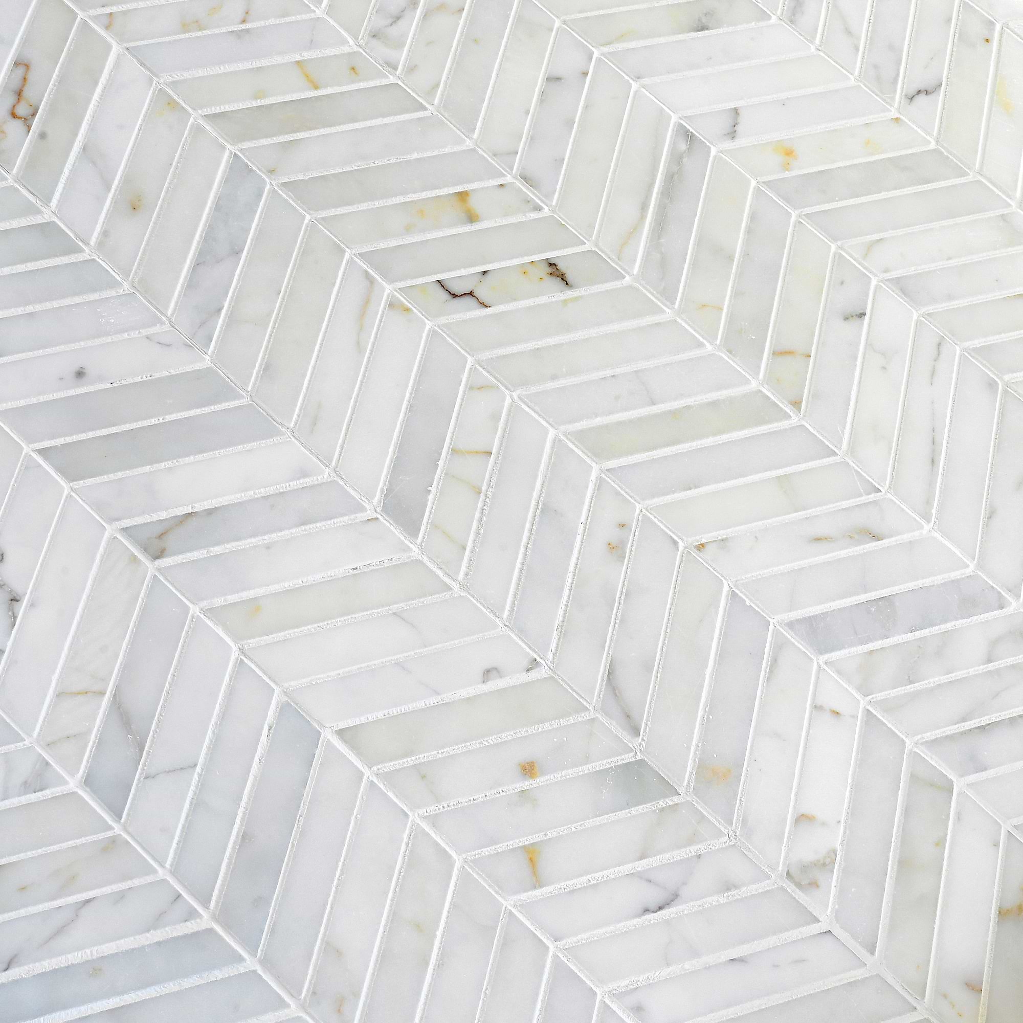 Warm Gold White Gray Chevron Mosaic Backsplash Tile BA6312 7