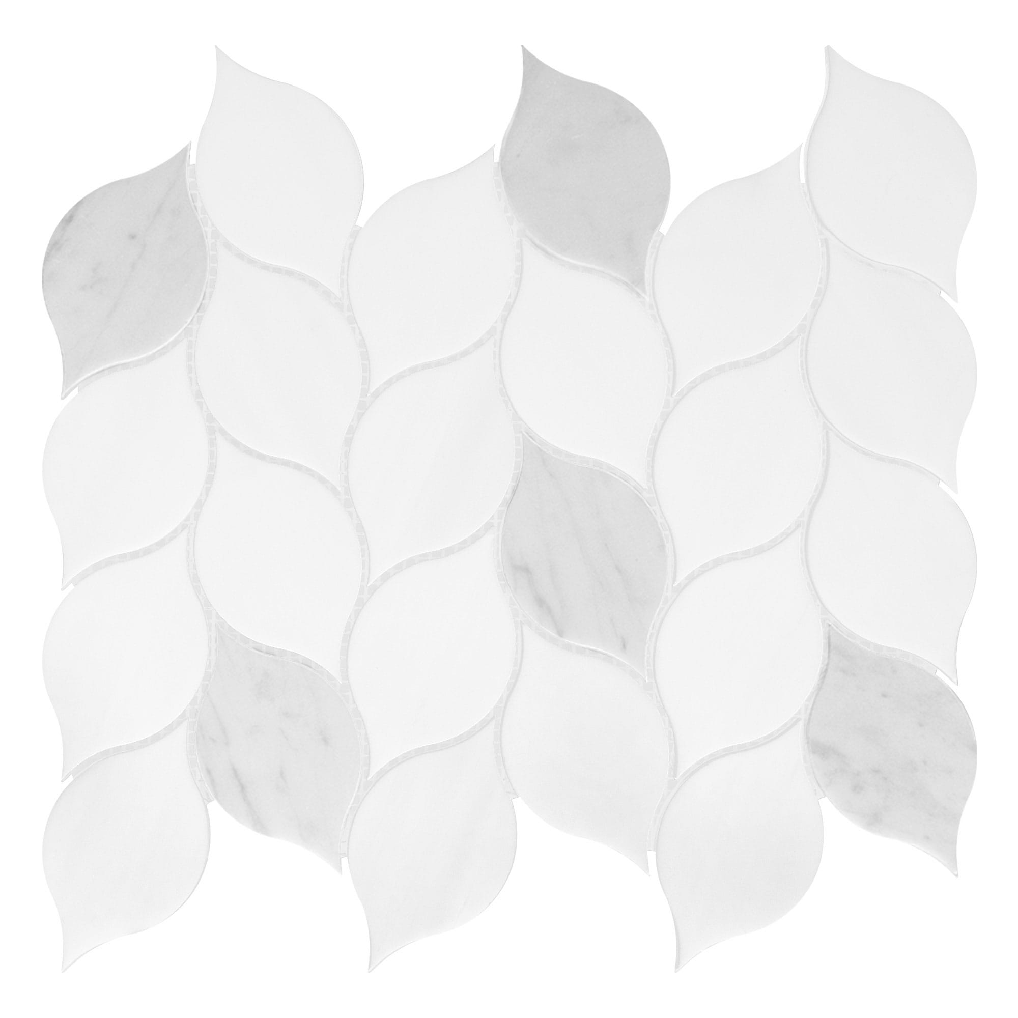 White Gray Marble Leaf Mosaic Backsplash Tile BA6316 1