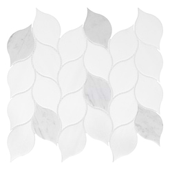 White Gray Marble Leaf Mosaic Backsplash Tile BA6316 1