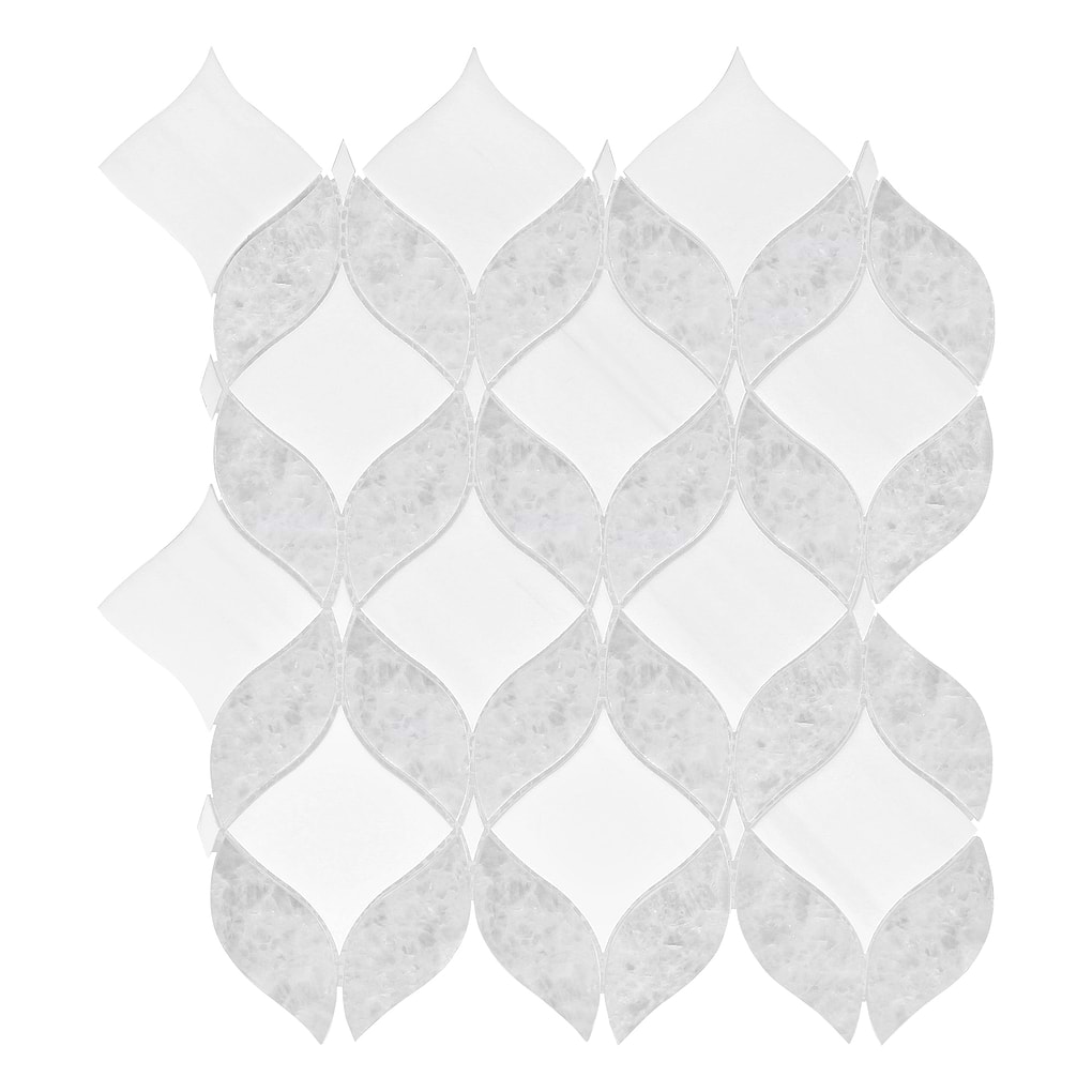 White Gray Waterjet Mosaic Kitchen Backsplash Tile BA6317 1