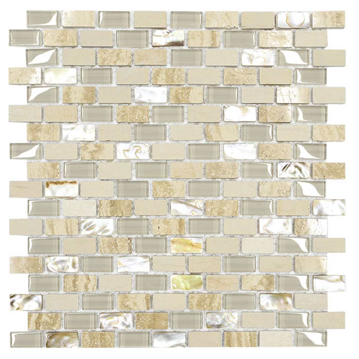 Attractive Glass Travertine Shell Backsplash Tile BA1162