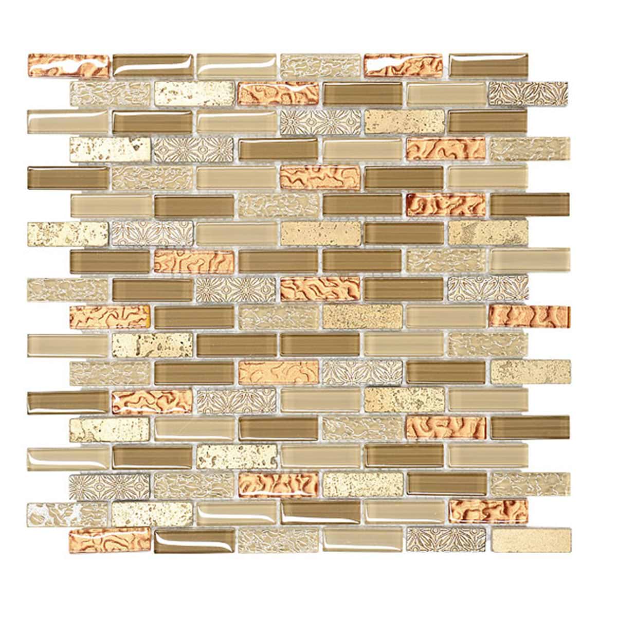 Beige Brown Gold Glass Travertine BA1167