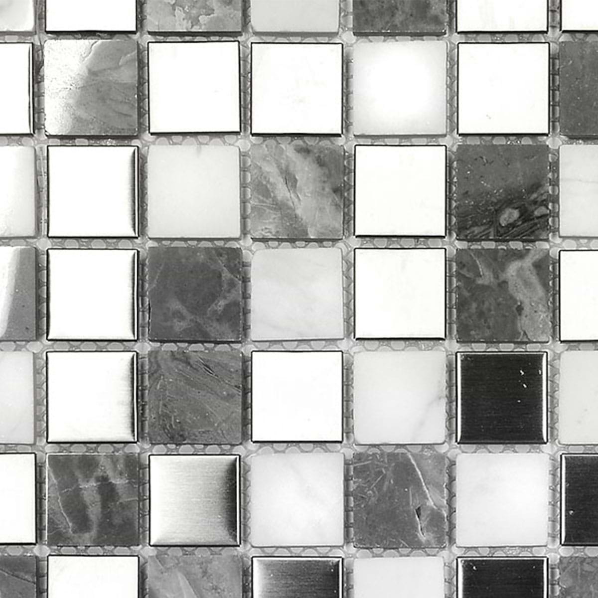 Gray White Marble Metal Kitchen Backsplash Tile BA1115