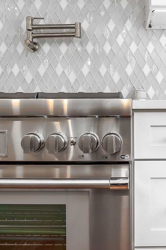Modern Kitchen Diamond Glass And Marble Tile BA62046