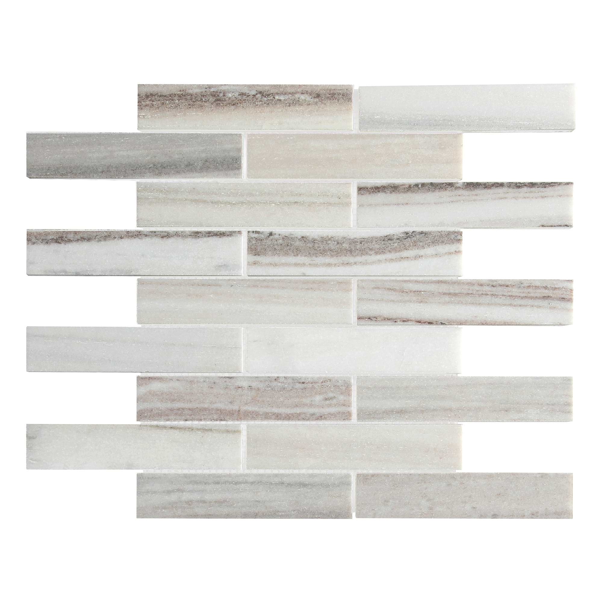 Modern Subway Rosewood and Gray Marble Mosaic Backsplash Tile BA6315 6
