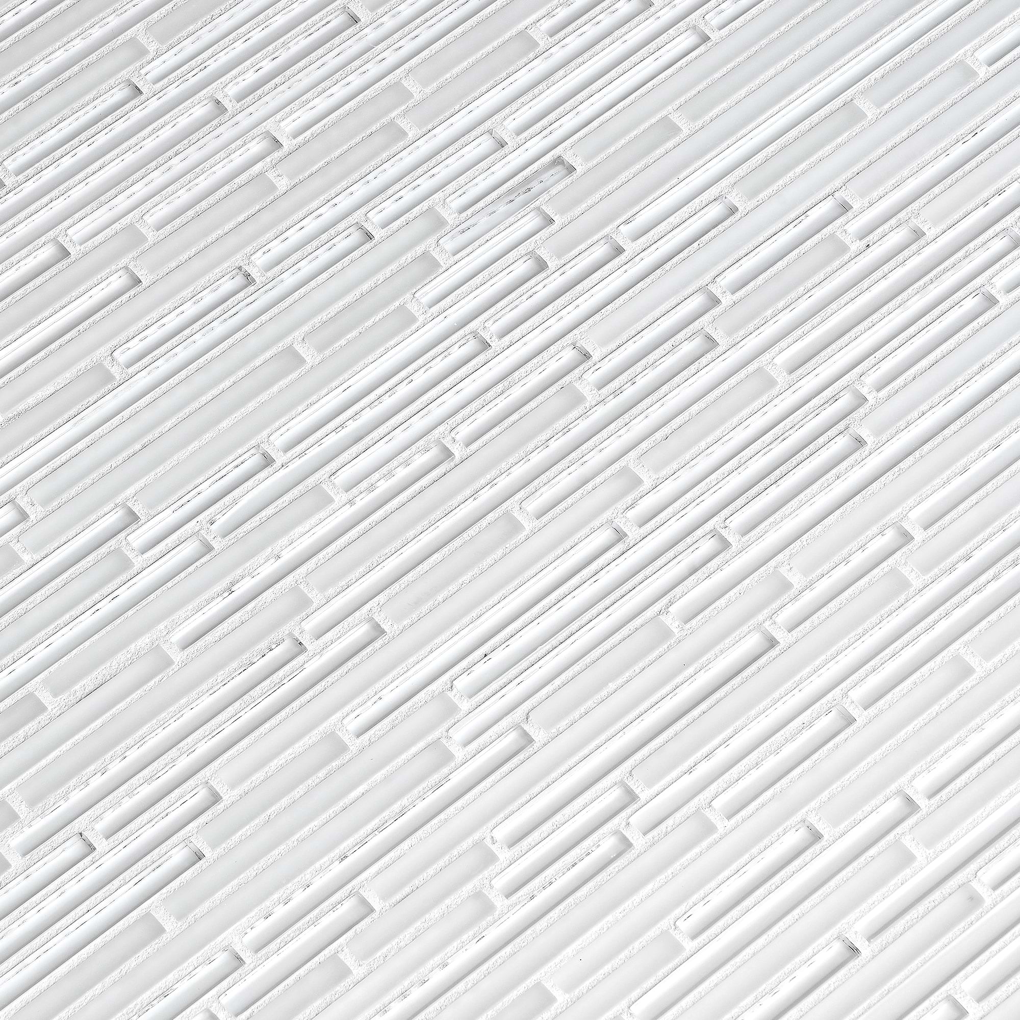 Modern White Thin Glass Mosaic Backsplash tile BA1164 5