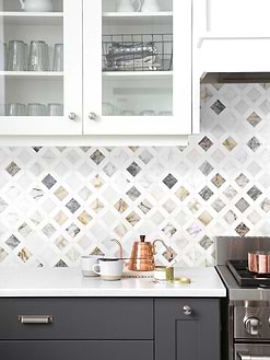 Multi Color Marble Diamond Backsplash Tile BA6313 4