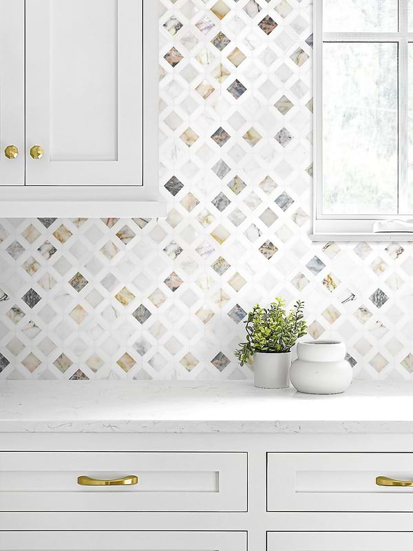 Multi Color Marble Diamond Backsplash Tile BA6313 6