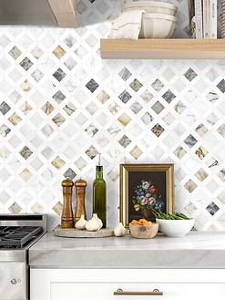 Multi Color Marble Diamond Backsplash Tile BA6313 7