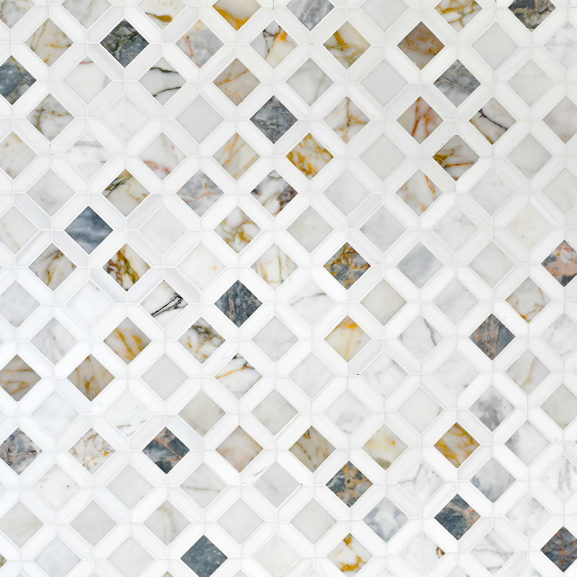 Multi Color Marble Diamond Mosaic Backsplash Tile BA6313 7
