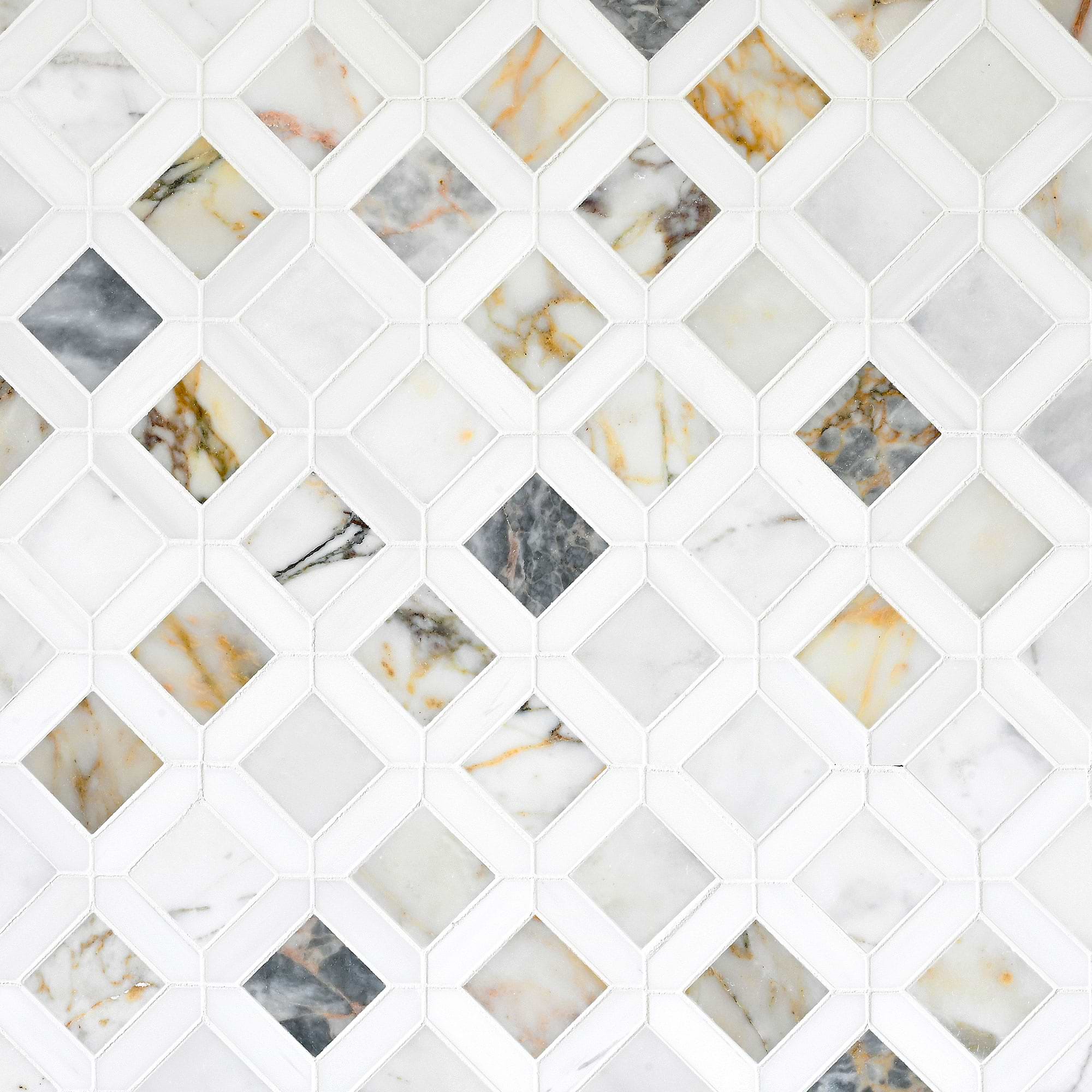 Multi Color Marble Diamond Mosaic Backsplash Tile BA6313 9