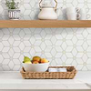White Beige Marble Elegant Flower Mosaic Backsplash Tile BA6310