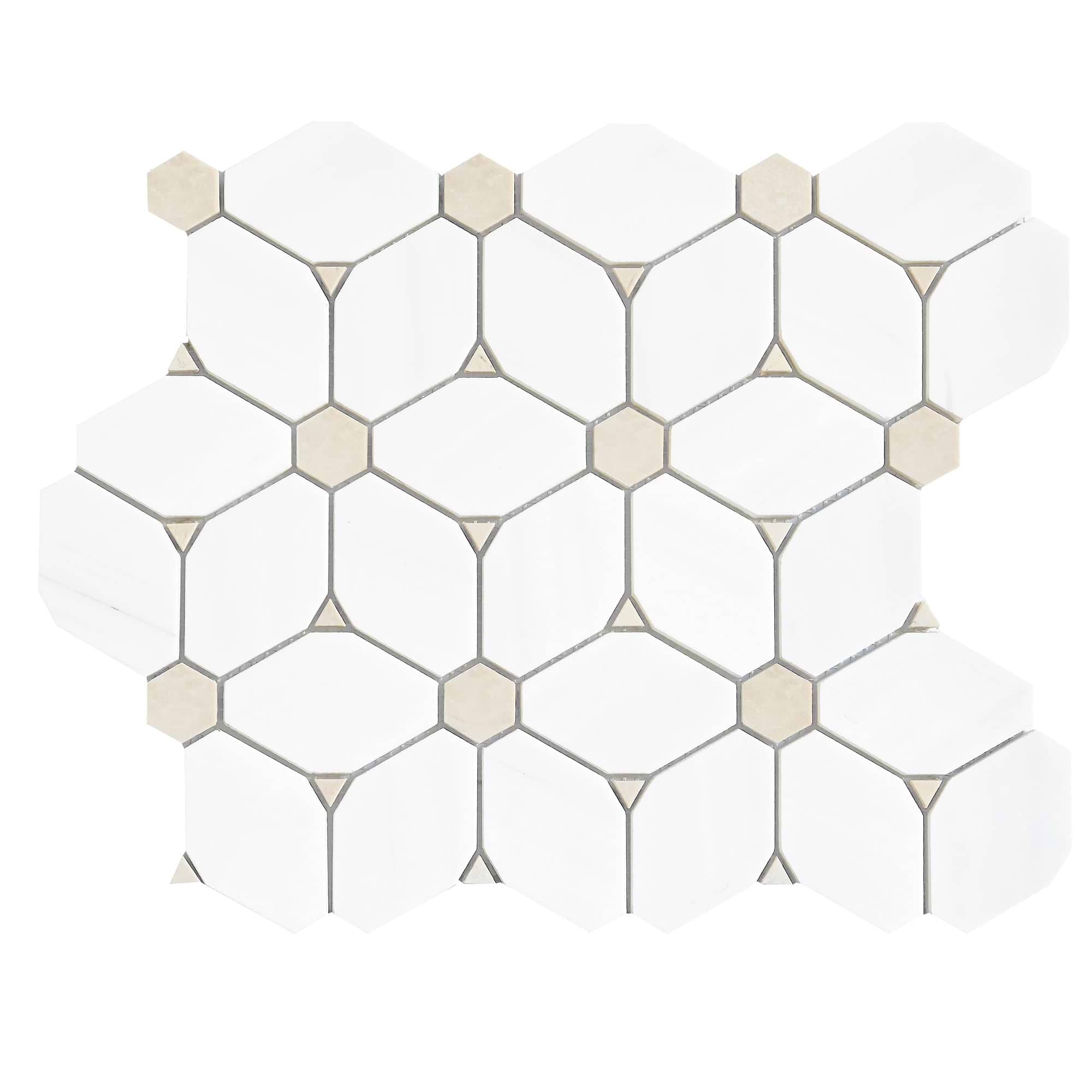 White Beige Marble Elegant Mosaic Backsplash Tile BA6310 1