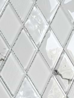 Rhomboid White Glass Mosaic Backsplash Tile BA5502 2
