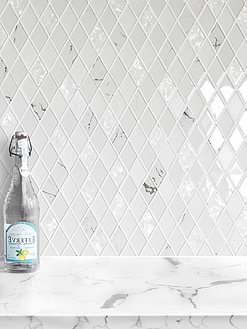 Rhomboid White Glass Mosaic Backsplash Tile BA5502