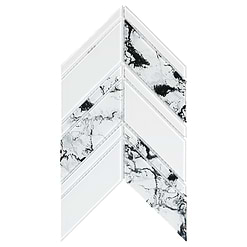 White Chevron Marble Look Glass Mosaic Backsplash Tile BA5506 1