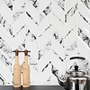 White Chevron Marble Look Glass Mosaic Backsplash Tile BA5506