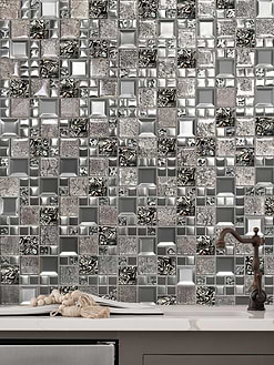 Glass Metal Brown Shell Glass Backsplash Tile BA62013