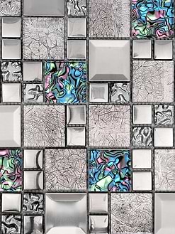 Glass Metal Gray Blue Backsplash Tile BA62011 2