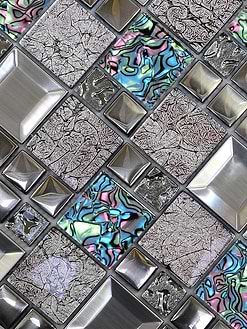 Glass Metal Gray Blue Backsplash Tile BA62011 4