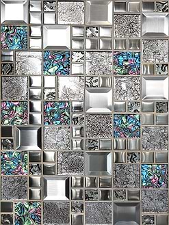 Glass Metal Gray Blue Backsplash Tile BA62011 5
