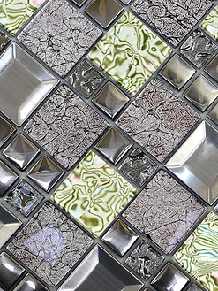 Glass Metal Green Shell Glass Backsplash Tile BA62012 4
