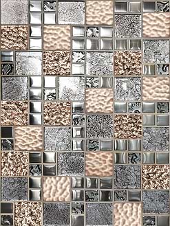 Glass Metal Rose Gold Shell Glass Backsplash Tile BA62015 5