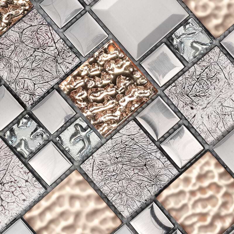 Glass Metal Rose Gold Shell Glass Backsplash Tile BA62015 6