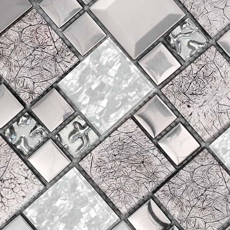 Glass Metal White Shell Glass Backsplash Tile BA62014 6