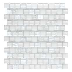 White Shell and Crackle Glass Mosaic Backsplash Tile BA6705 1