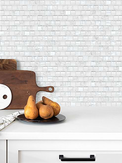 White Shell and Crackle Glass Mosaic Backsplash Tile BA6705