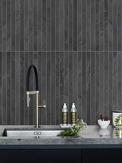 Countertop with Black Modern Backsplash Tile BA1081
